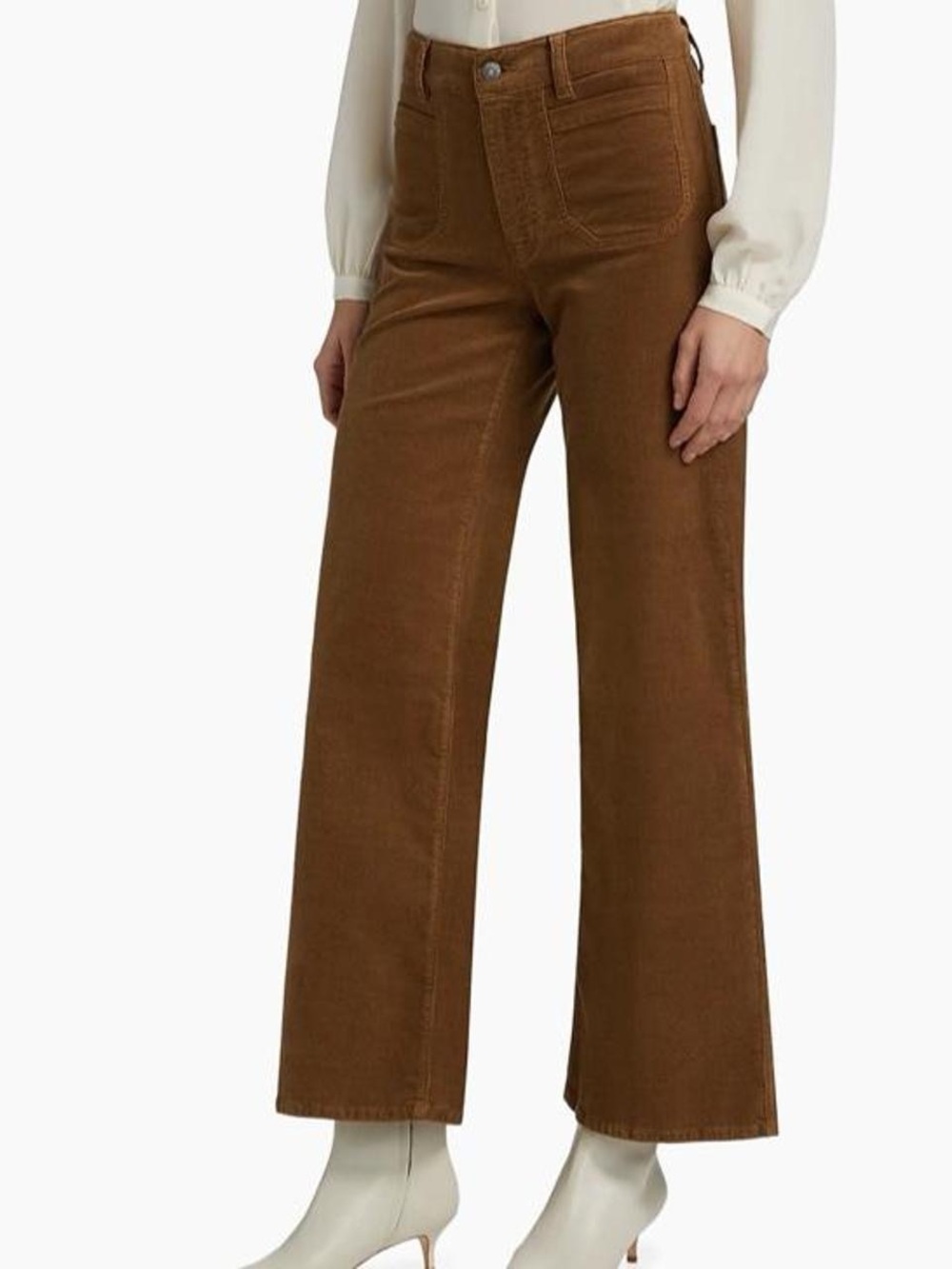 FRAME Le Slim Palazzo Modernist Pocket Corduroy Pants in Maple Brown